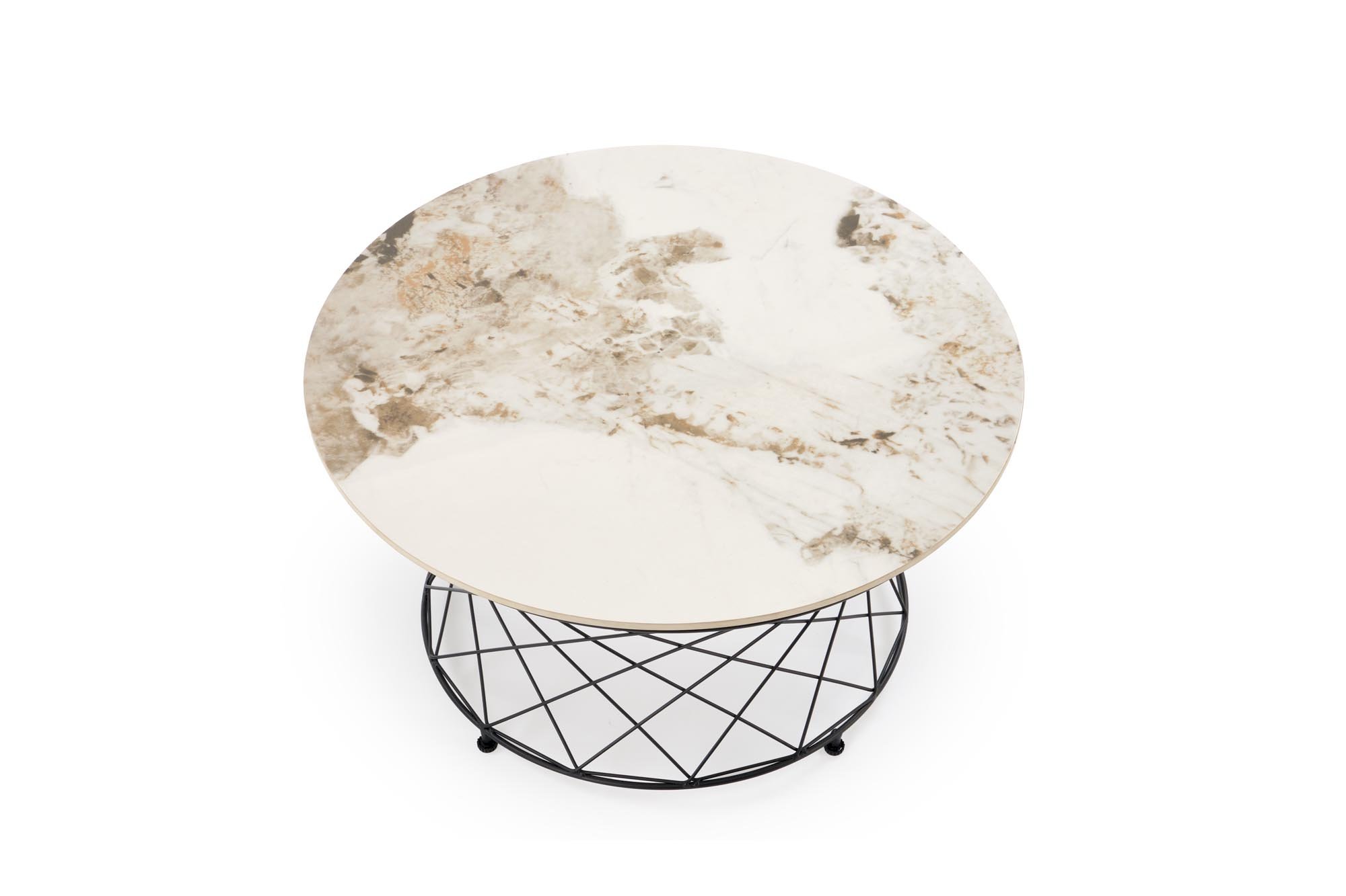 ALESSIA ława, beżowy marmur / czarny