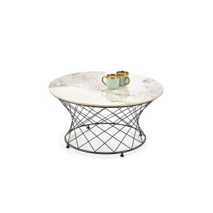 ALESSIA ława, beżowy marmur / czarny