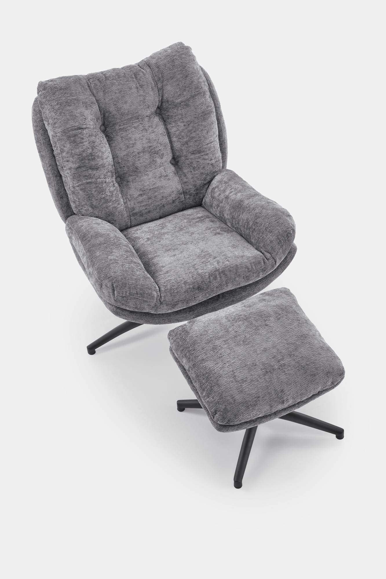 PESTO fotel z podnóżkiem / funkcja kołyski, popielaty