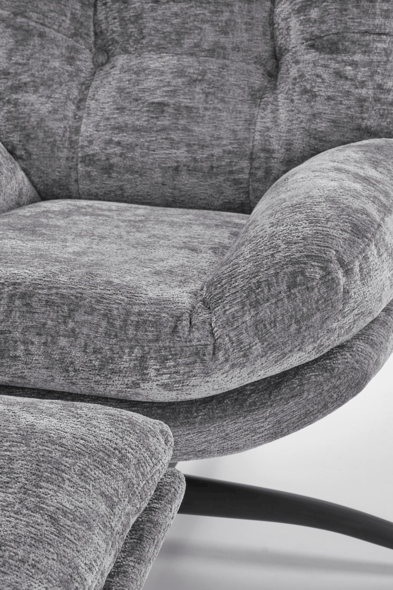 PESTO fotel z podnóżkiem / funkcja kołyski, popielaty