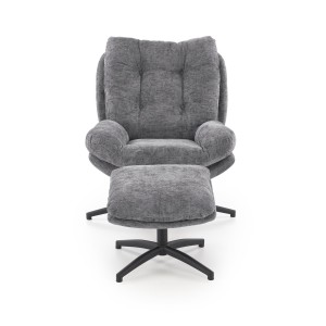PESTO fotel z podnóżkiem / funkcja kołyski, popielaty