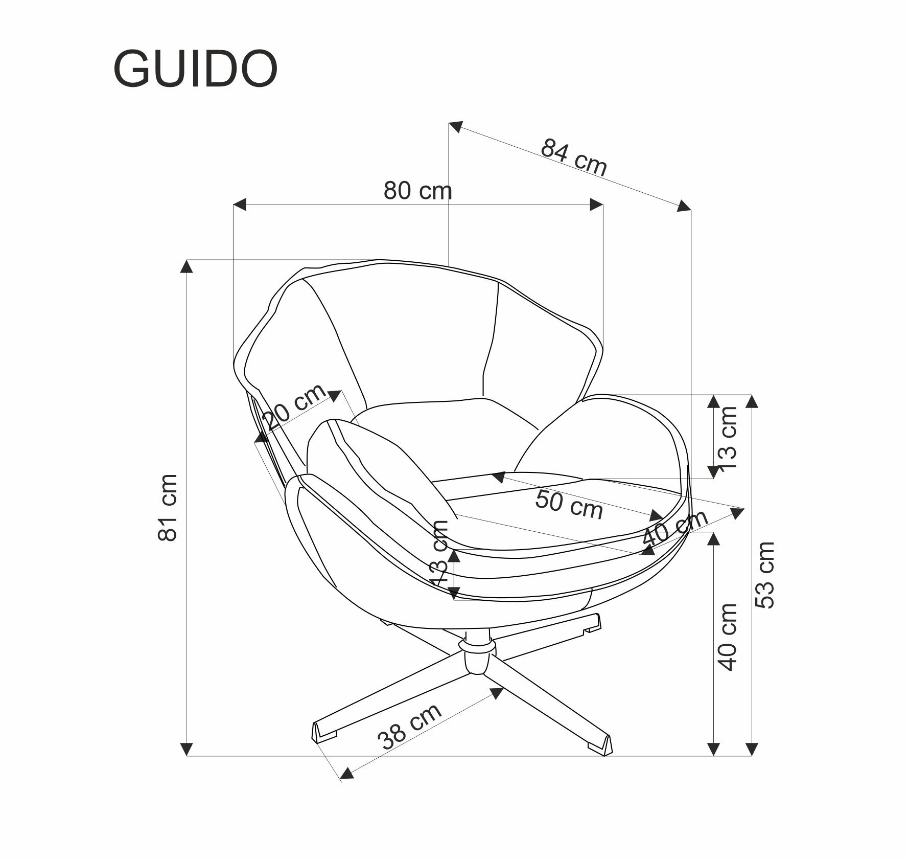GUIDO fotel wypoczynkowy popielaty