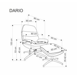 DARIO fotel wypoczynkowy z podnóżkiem oraz z funkcją kołyski, niebieski