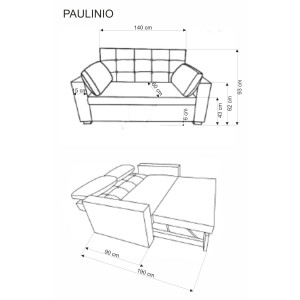 PAULINIO sofa rozkładana, popielaty