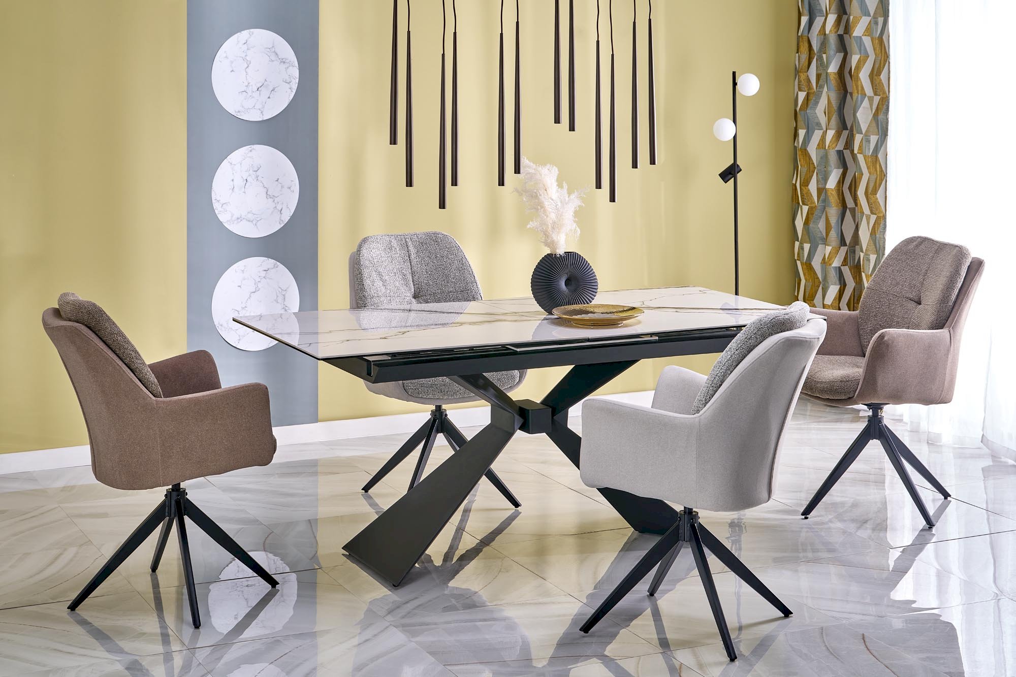 LUCIANO stół rozkładany, blat: biały marmur