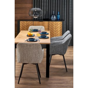 QUBIK stół rozkładany 80-200/80/76 cm dąb artisan/czarny