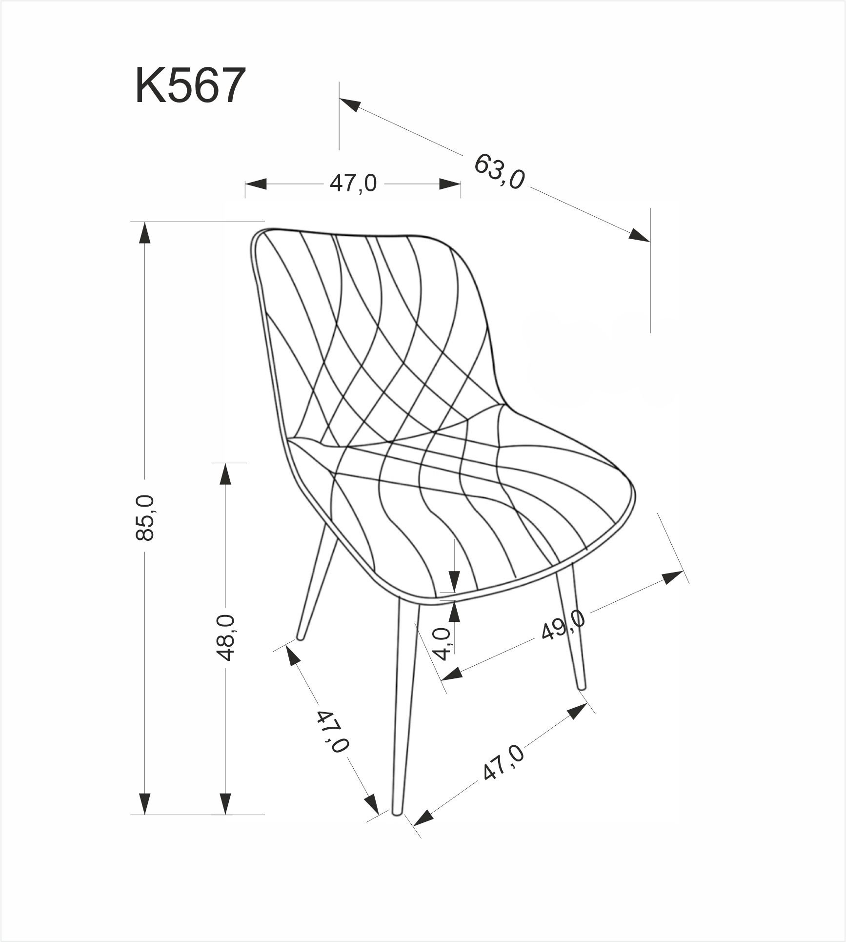 K567 krzesło, popielaty