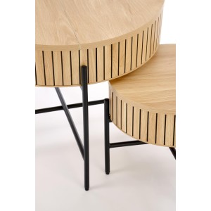 DANTE zestaw 2 ław, naturalny / czarny (1p=1zestaw)