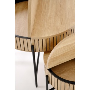 DANTE zestaw 2 ław, naturalny / czarny (1p=1zestaw)