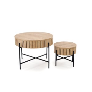 DANTE zestaw 2 ław, naturalny / czarny (1p=1zestaw)