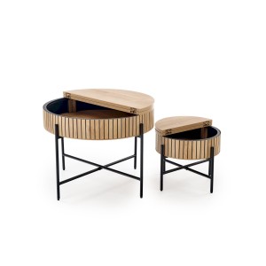 DANTE zestaw 2 ław, naturalny / czarny (1p=1zestaw)