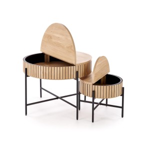 DANTE zestaw 2 ław, naturalny / czarny (1p=1zestaw)