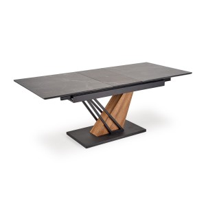 VOLANT 160 stół rozkładany, blat - czarny marmur, nogi - dąb złoty / czarny