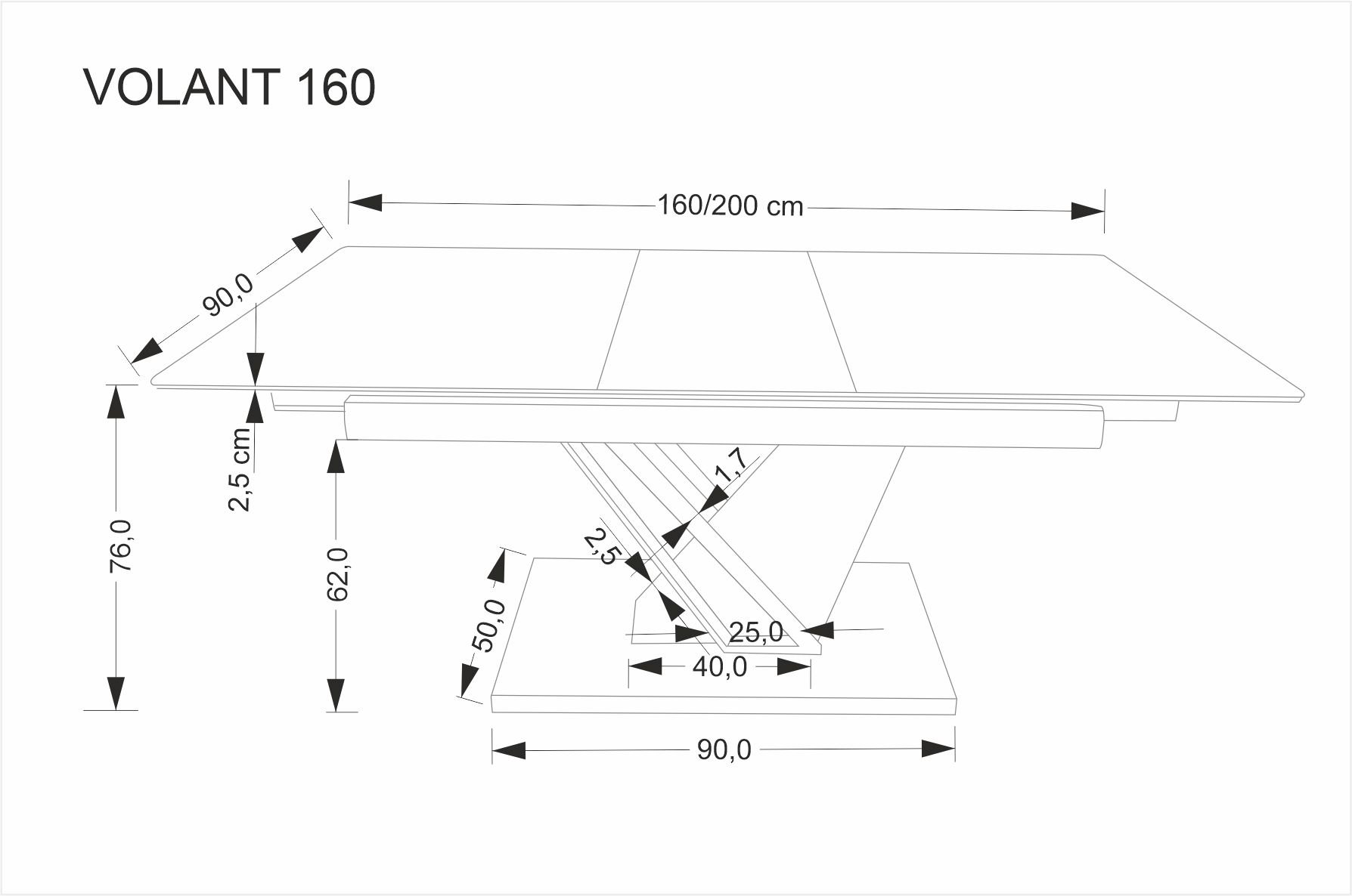 VOLANT 160 stół rozkładany, blat - czarny marmur, nogi - dąb złoty / czarny