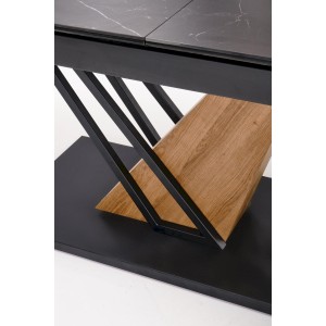 VOLANT 160 stół rozkładany, blat - czarny marmur, nogi - dąb złoty / czarny