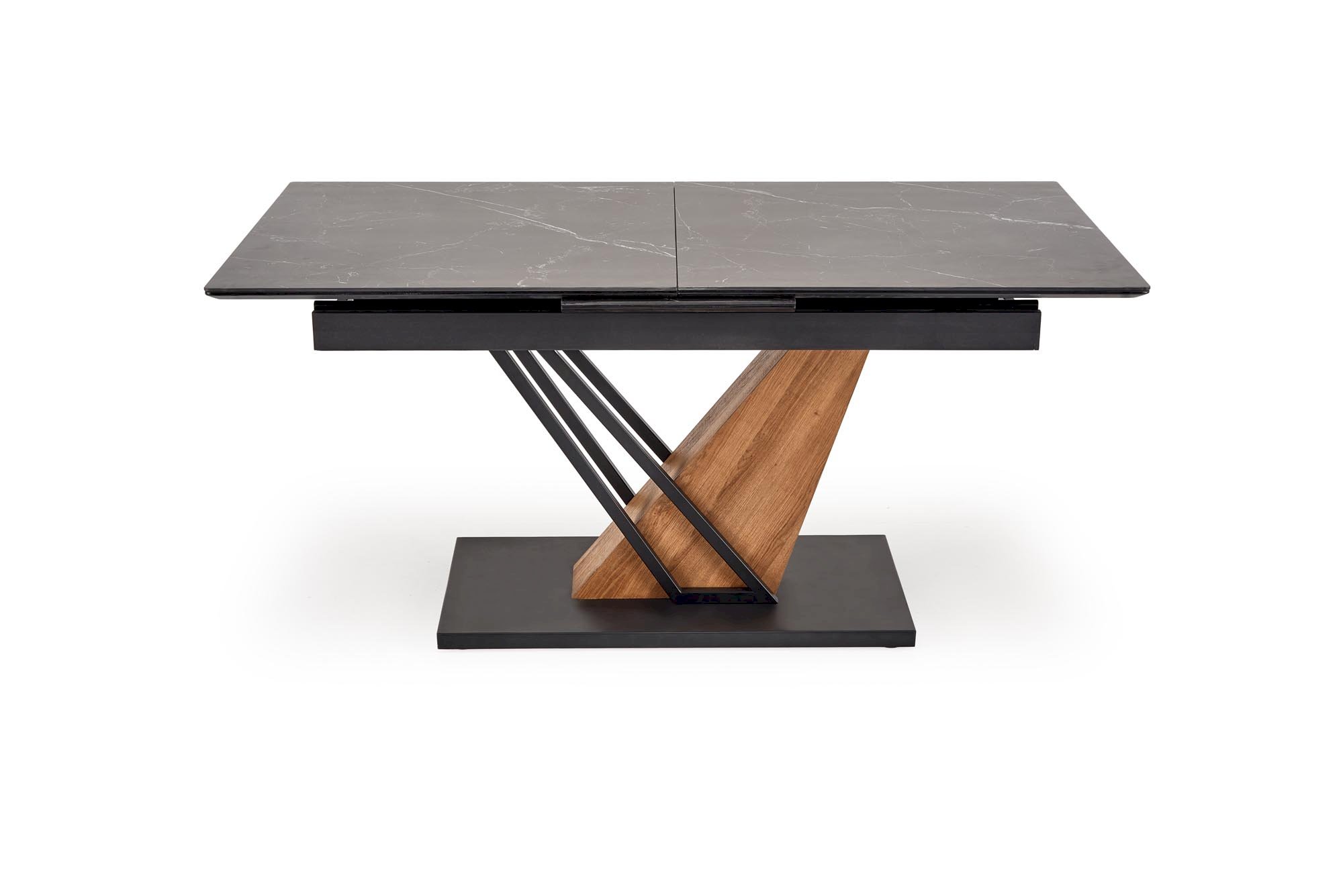 VOLANT 140 stół rozkładany, blat - czarny marmur, nogi - dąb złoty / czarny