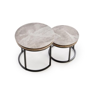 ITAKA zestaw 2 ław, popielaty marmur / grafitowy