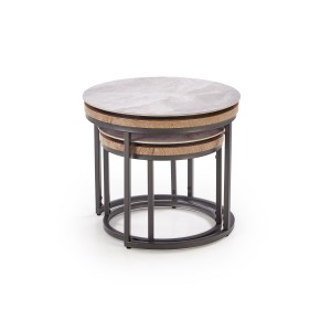 ITAKA zestaw 2 ław, popielaty marmur / grafitowy