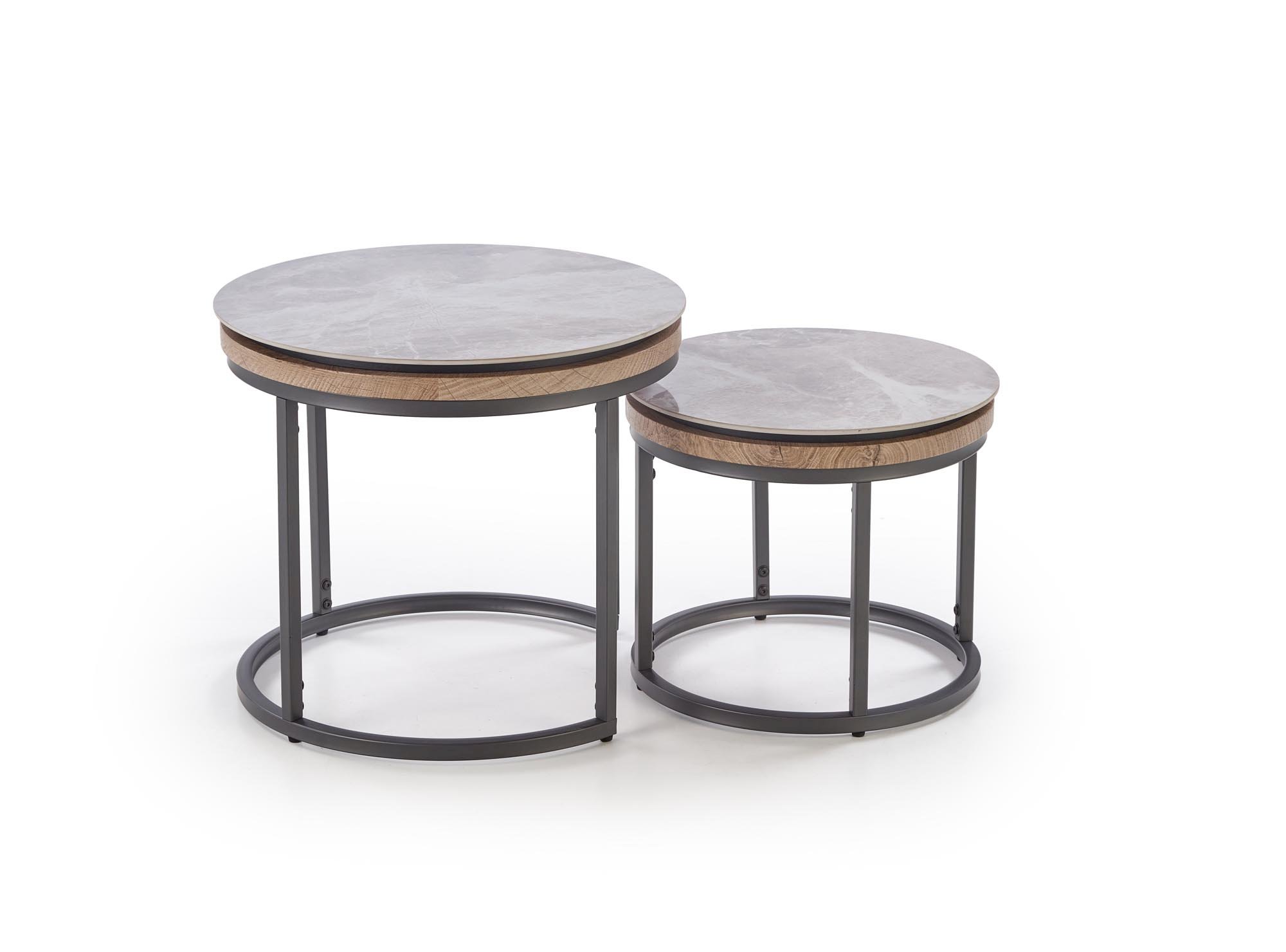 ITAKA zestaw 2 ław, popielaty marmur / grafitowy