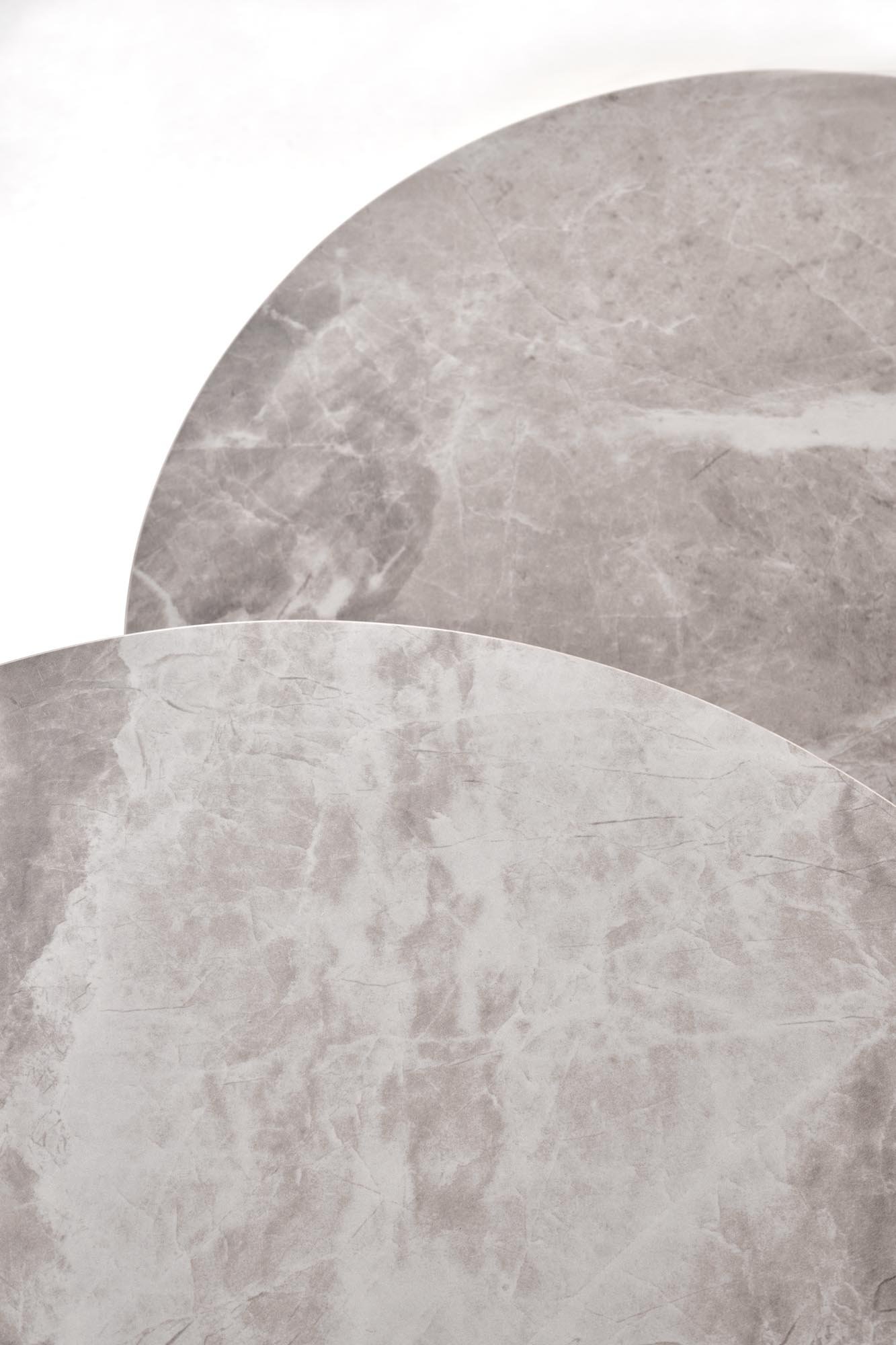 ITAKA zestaw 2 ław, popielaty marmur / grafitowy