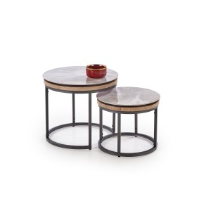 ITAKA zestaw 2 ław, popielaty marmur / grafitowy