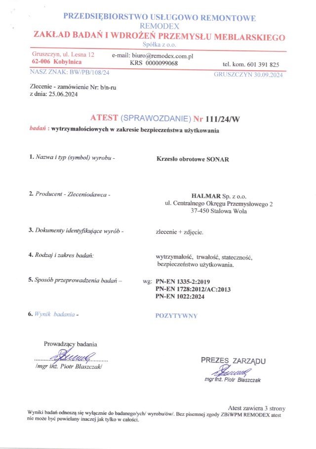 SONAR fotel gabinetowy czarny