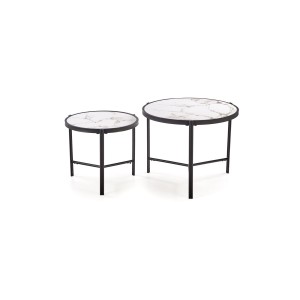 FATIMA zestaw 2 ław, biały marmur / czarny