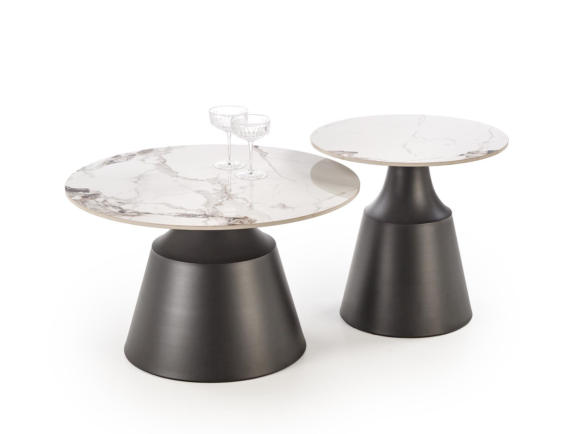 MAGNETA zestaw 2 ław, biały marmur / czarny