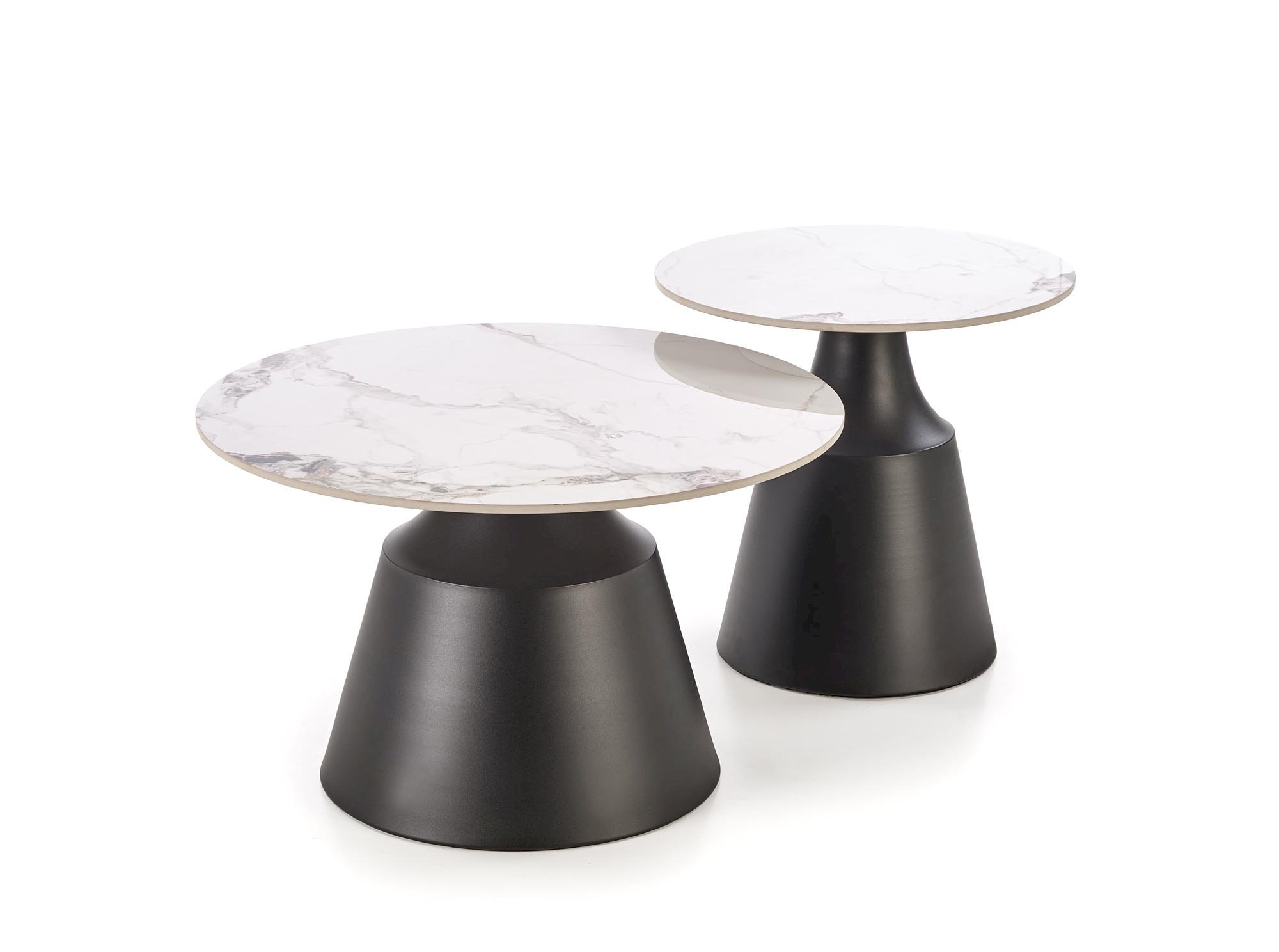 MAGNETA zestaw 2 ław, biały marmur / czarny