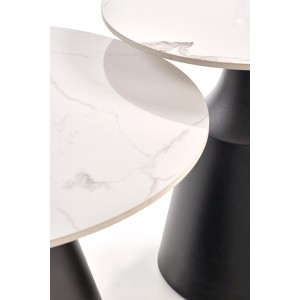 MAGNETA zestaw 2 ław, biały marmur / czarny