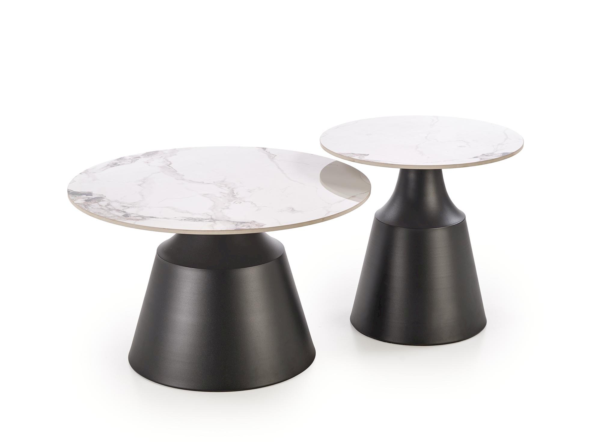 MAGNETA zestaw 2 ław, biały marmur / czarny