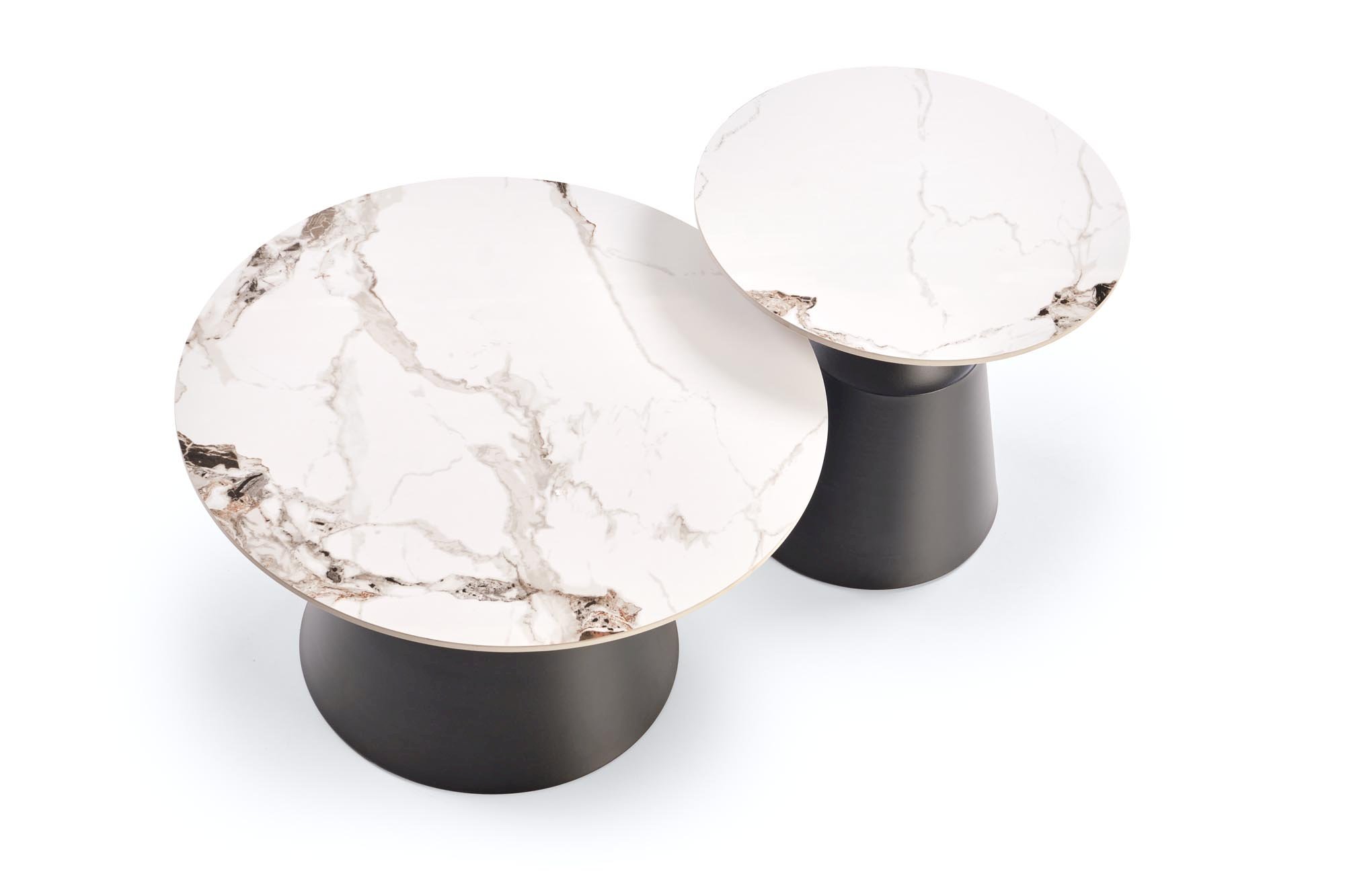 MAGNETA zestaw 2 ław, biały marmur / czarny