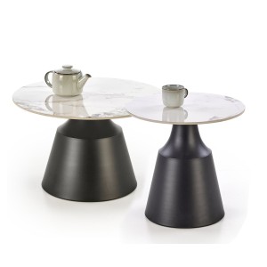 MAGNETA zestaw 2 ław, biały marmur / czarny