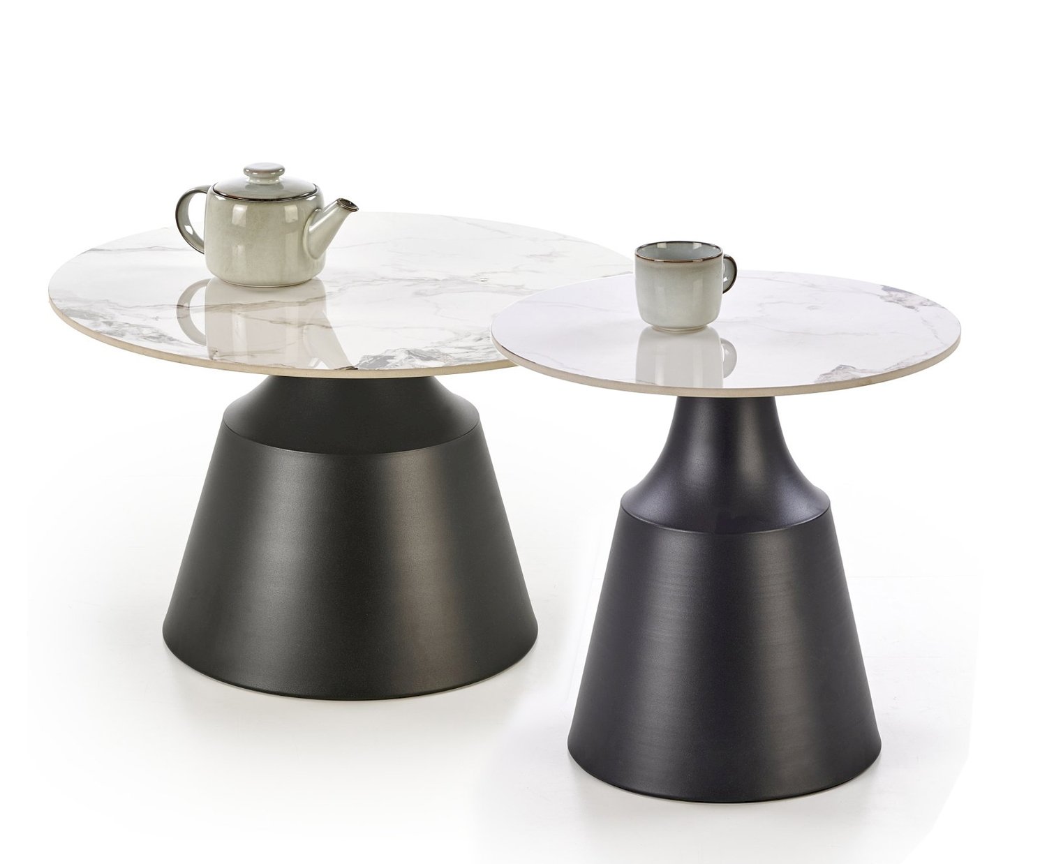 MAGNETA zestaw 2 ław, biały marmur / czarny