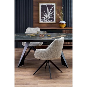 ARMANI stół rozkładany, czarny marmur / czarny