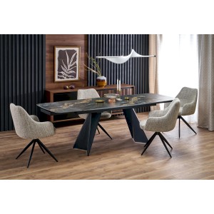 ARMANI stół rozkładany, czarny marmur / czarny