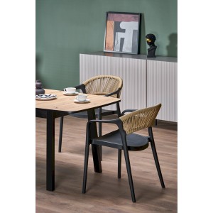 BARRIL stół rozkładany 130-170x80x72 cm dąb artisan/czarny