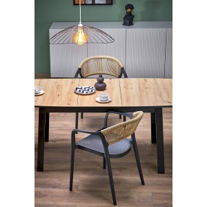 BARRIL stół rozkładany 130-170x80x72 cm dąb artisan/czarny