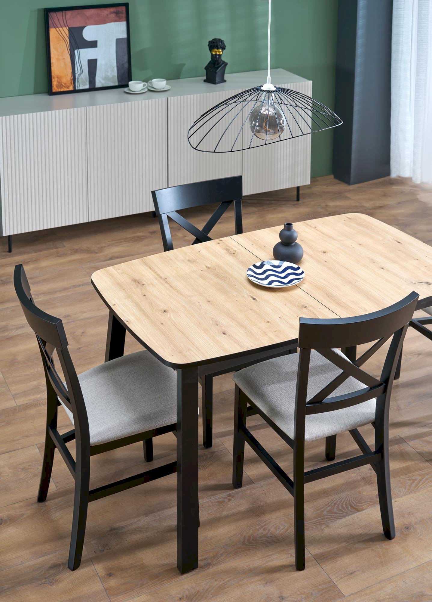 BARRIL stół rozkładany 130-170x80x72 cm dąb artisan/czarny