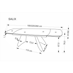 SALIX stół rozkładany, trawertyn / kaszmir