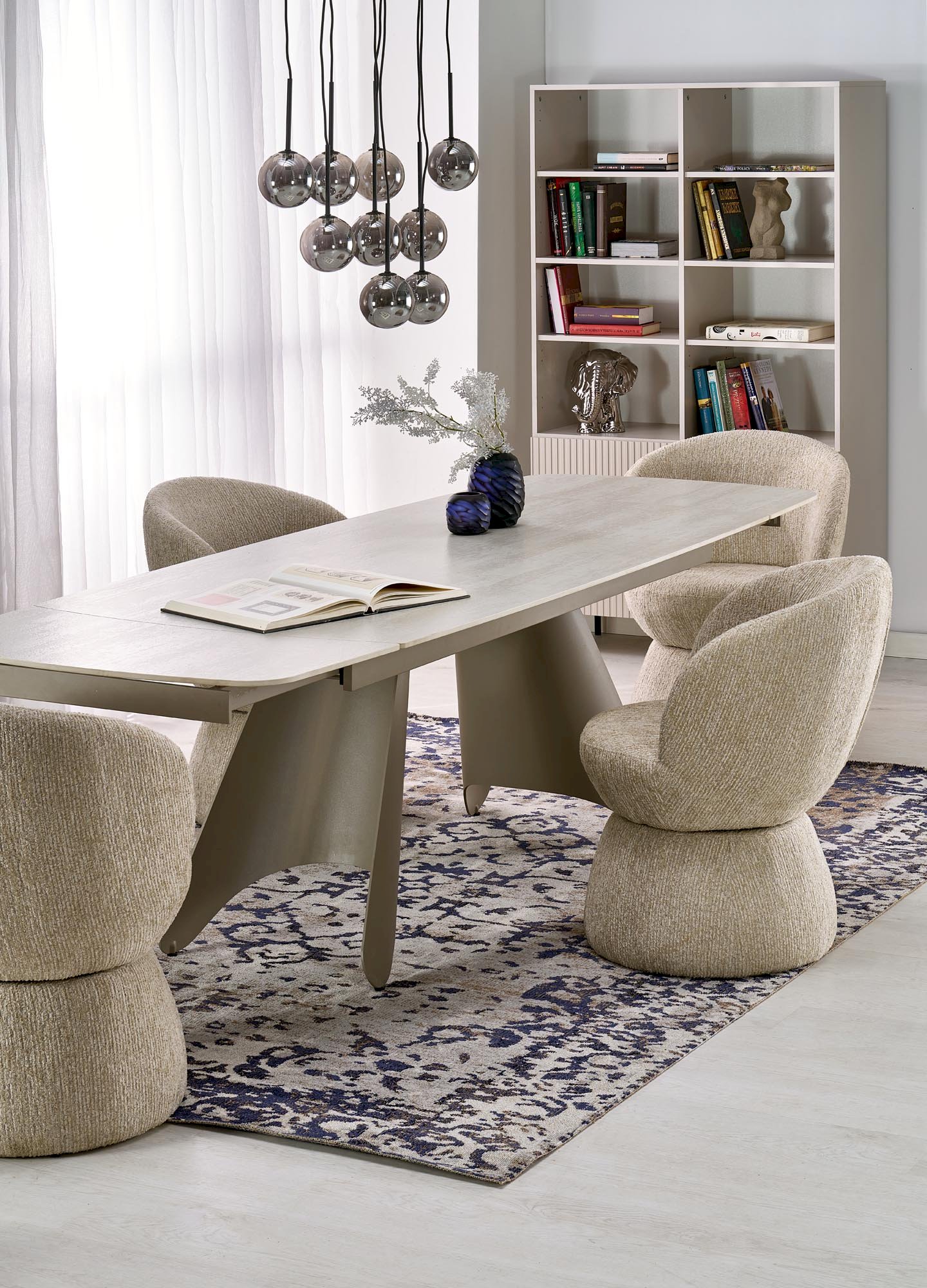 SALIX stół rozkładany, trawertyn / kaszmir