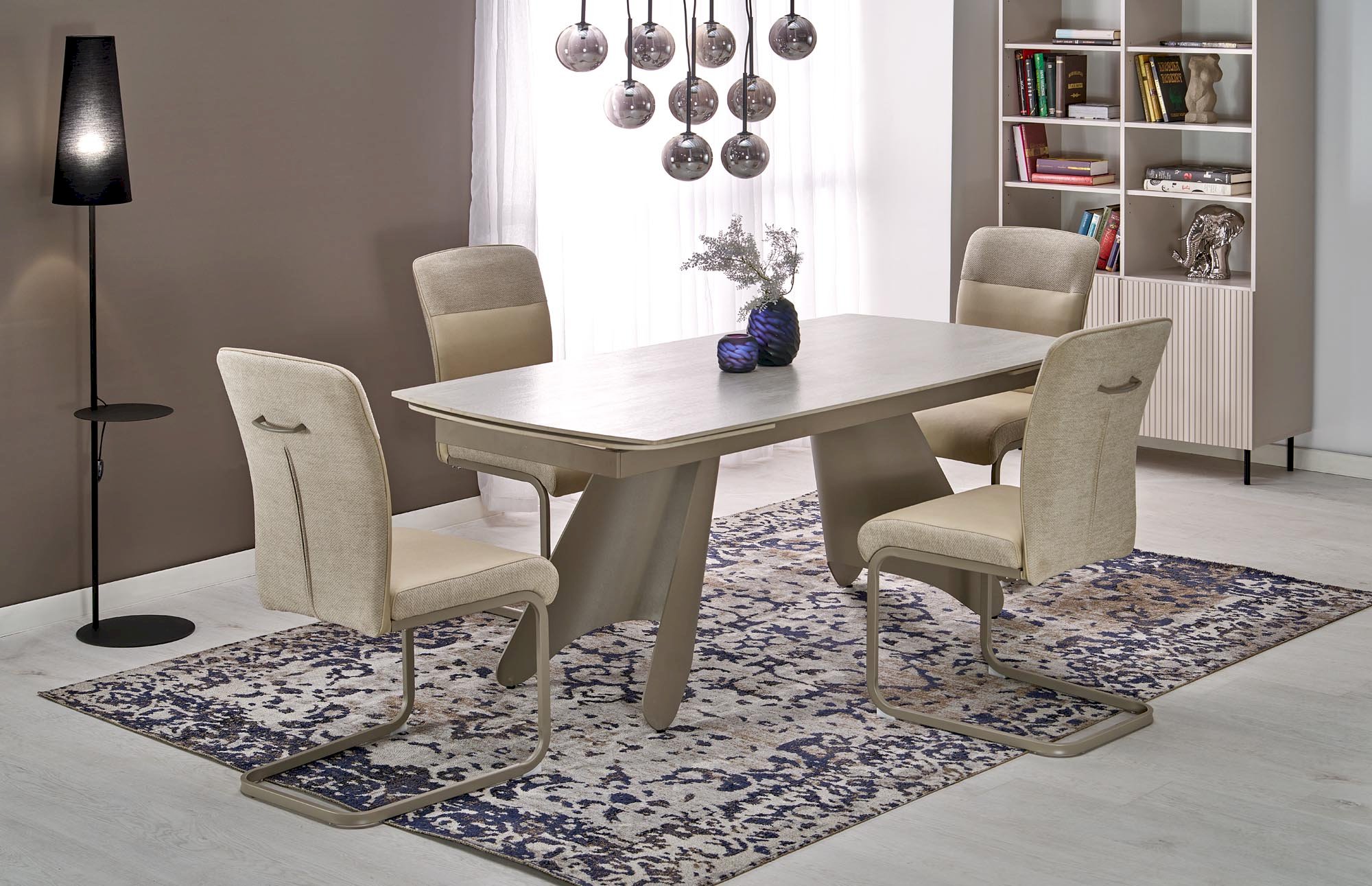 SALIX stół rozkładany, trawertyn / kaszmir