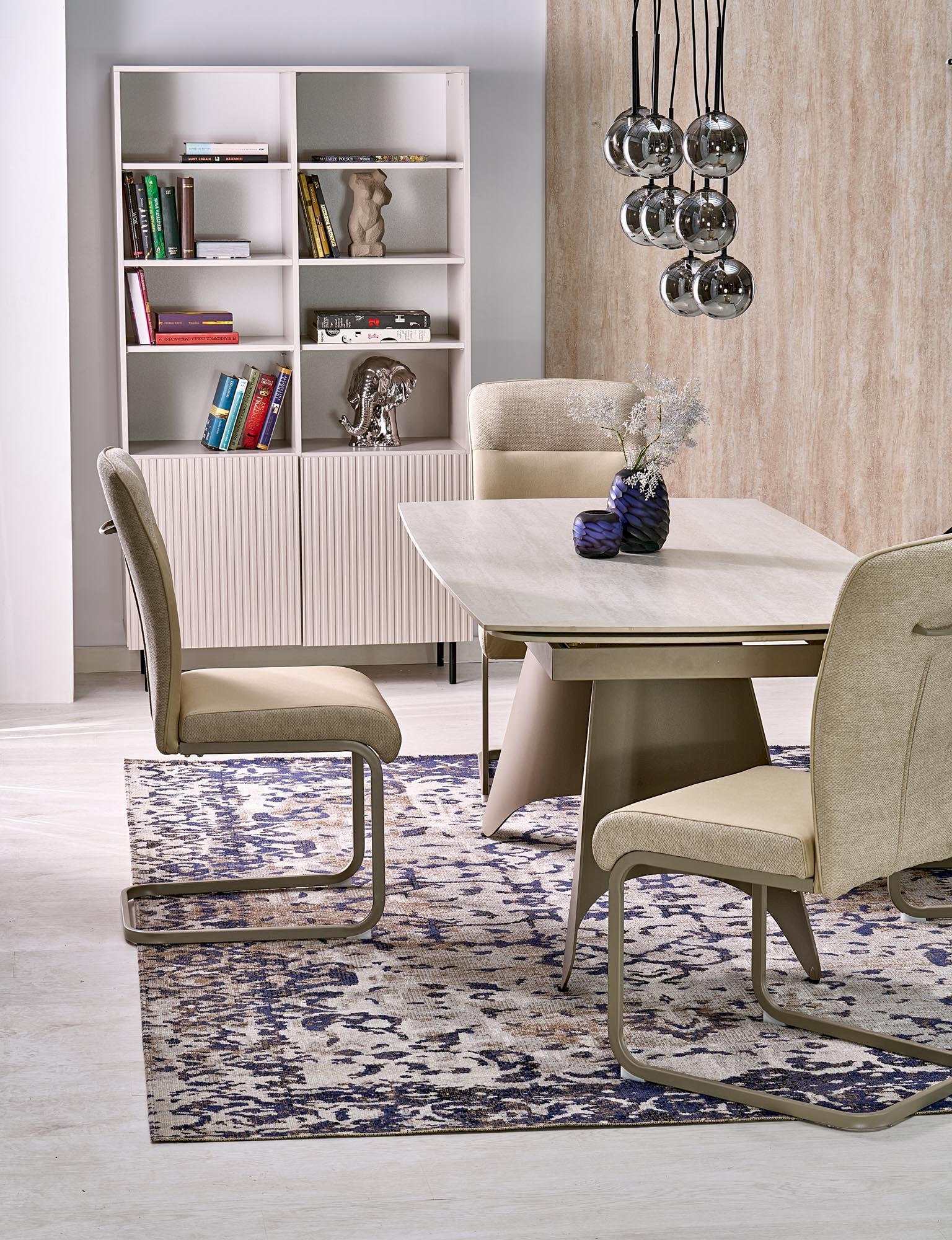 SALIX stół rozkładany, trawertyn / kaszmir