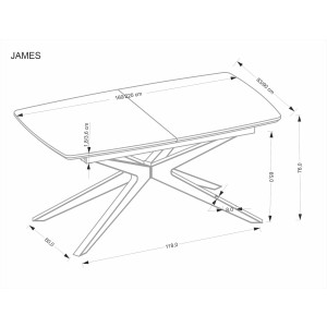 JAMES stół rozkładany, naturalny / czarny