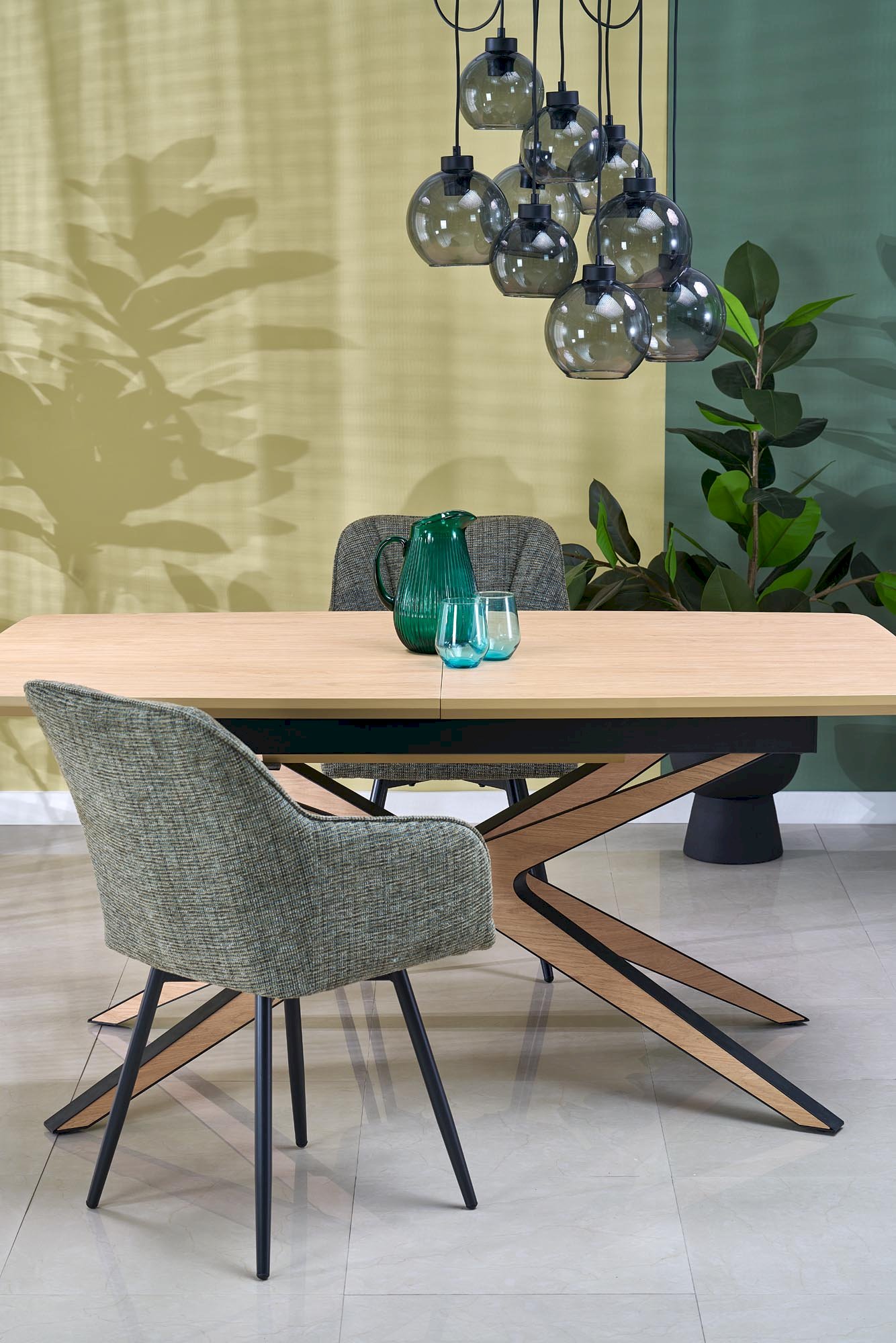 JAMES stół rozkładany, naturalny / czarny