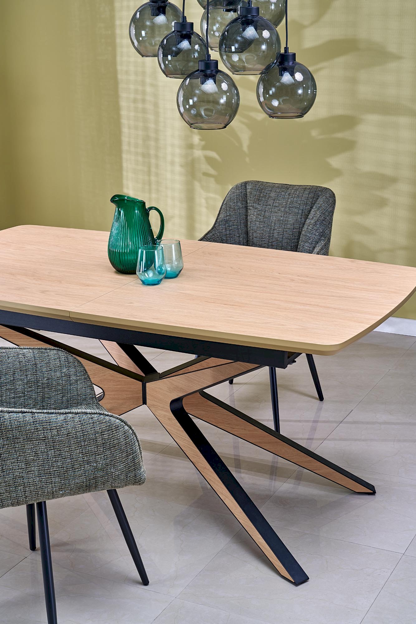 JAMES stół rozkładany, naturalny / czarny