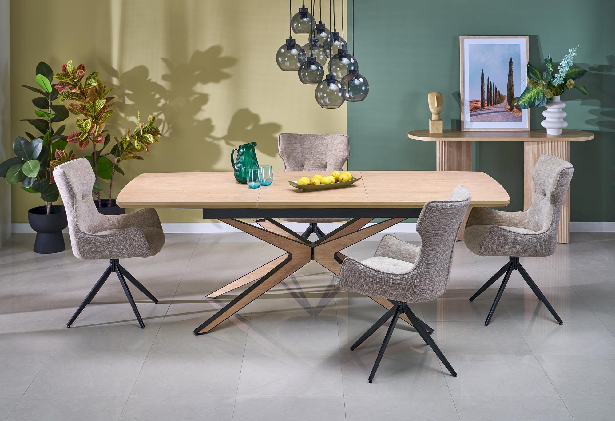 JAMES stół rozkładany, naturalny / czarny