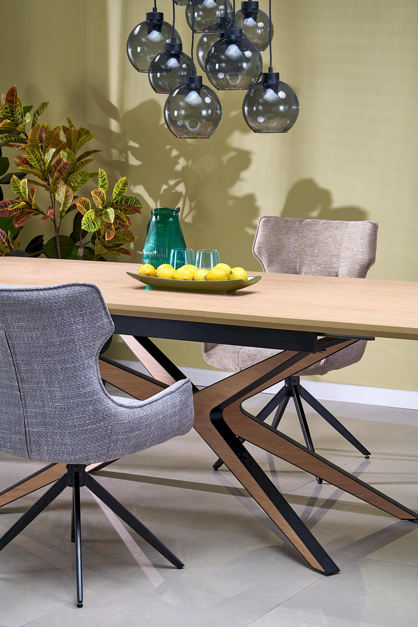 JAMES stół rozkładany, naturalny / czarny