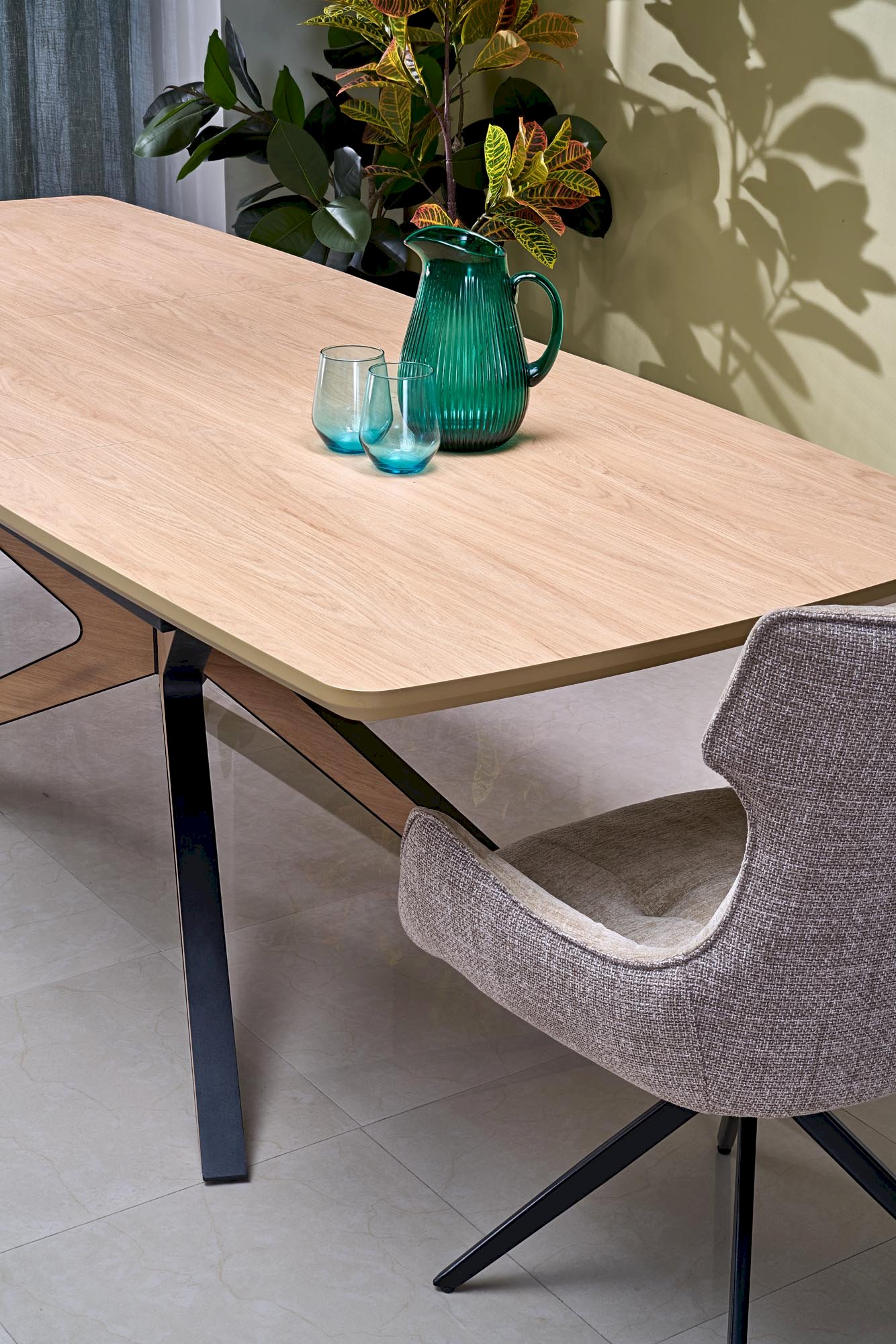 JAMES stół rozkładany, naturalny / czarny