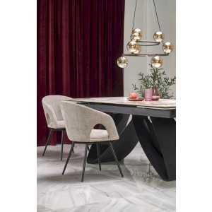 HILARIO stół rozkładany, blat - biały marmur, nogi - czarny